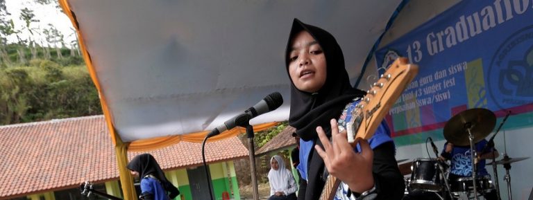 Indonesian Hijab-wearing Muslim metal group sings about nation's state of education