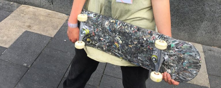 A neat trick: Student recycles old plastic bags to make skateboards