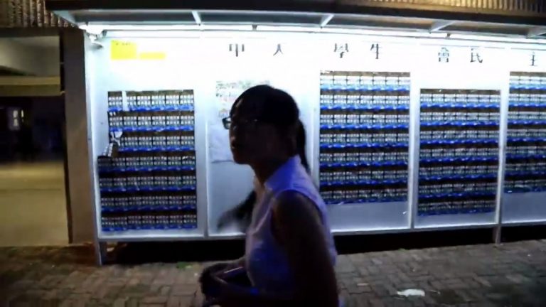 Video of Hong Kong student tearing down pro-democracy posters goes viral