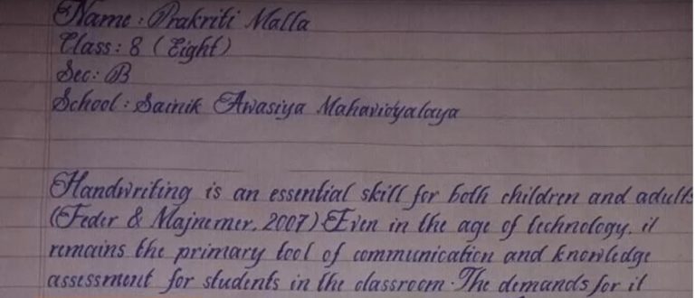 Year 8 student in Nepal has the most beautiful handwriting in the world