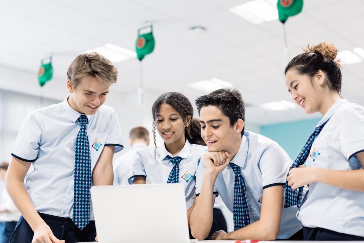 Gem academy. Jumeirah Baccalaureate School. School mutual respect. University promotions stock photo.