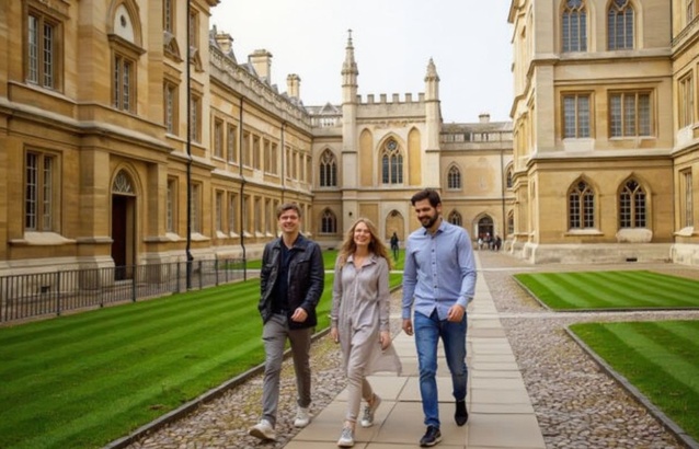 Students walk through Cambridge University in Cambridge, east of England. Source: Tolga Akmen/