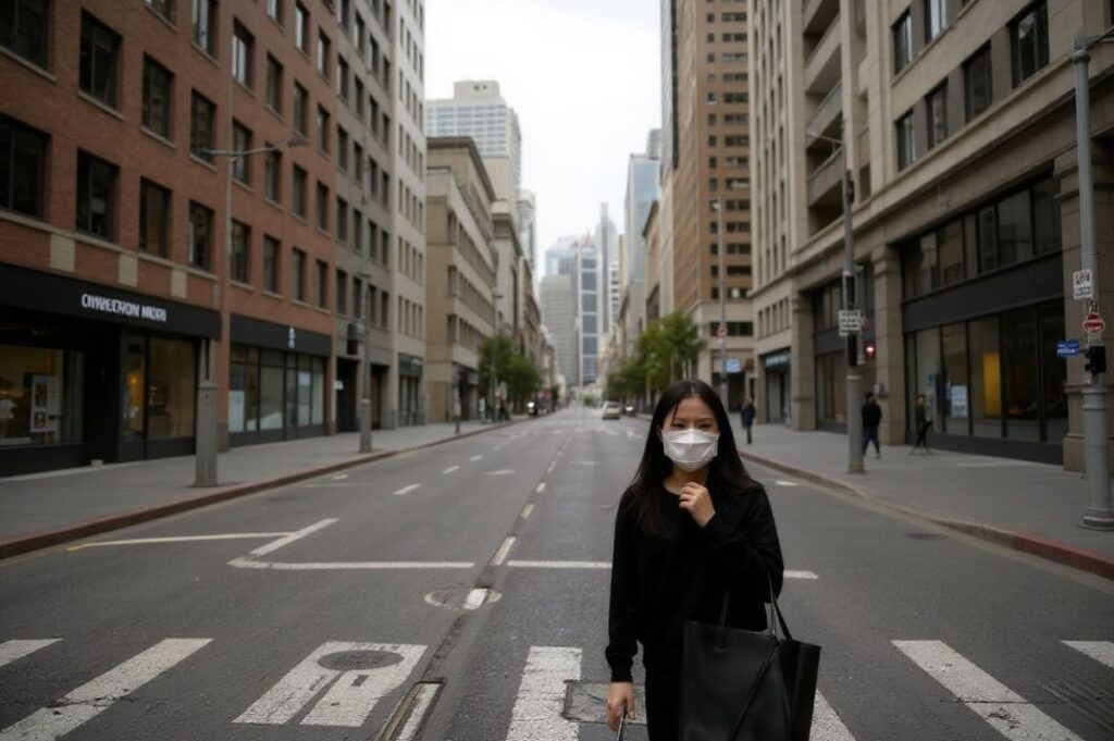 A quiet Central Business District in Sydney. Australia. Many retail stores and restaurants have closed, forcing international students in Australia to face unemployment. Source: Peter Parks/