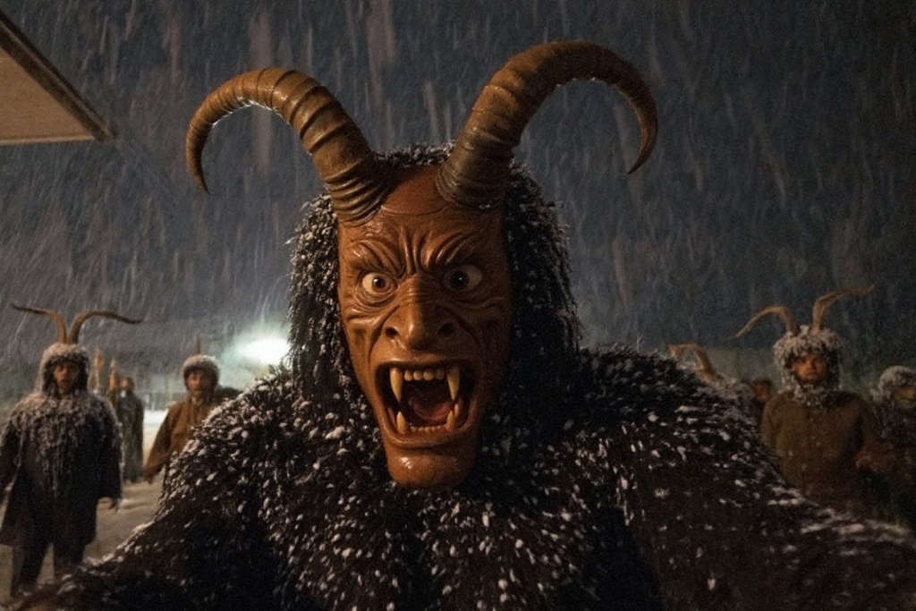 Krampus is a horned figure from European folklore that is used to scare children. Source: Joe Klamar /
