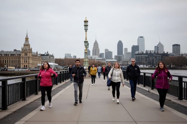Pedestrians exercise along the embankment in central London. Source: Tolga Akmen/