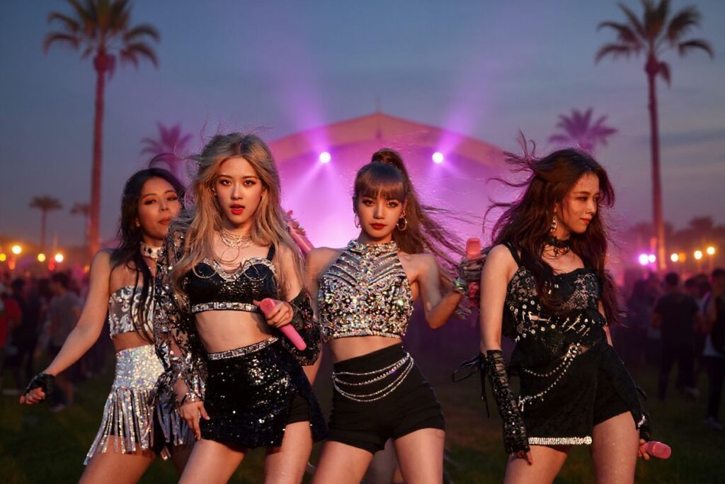 INDIO, CALIFORNIA – APRIL 19: Blackpink perform at the Sahara Tent during the 2019 Coachella Valley Music And Arts Festival on April 19, 2019 in Indio, California.   Rich Fury/Getty Images for Coachella/ (Photo by Rich Fury / GETTY IMAGES NORTH AMERICA / Getty Images via )