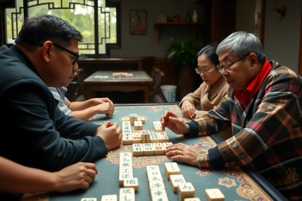 Though one of the oldest games in the world, Mahjong is still played today worldwide., shot on Sony A7R IV, 85mm f/1.4 lens, RAW photograph, unedited, candid moment, natural lighting, photojournalistic style | NEGATIVE: AI generated, artificial, computer generated, digital art, 3d render
