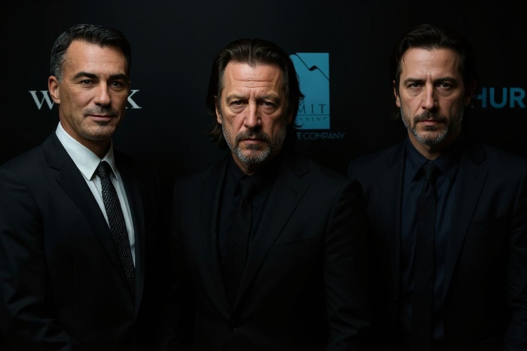 Stuntmen turned directors Chad Stahelski and David Leitch alongside actor Keanu Reeves at their debut movie. Source: