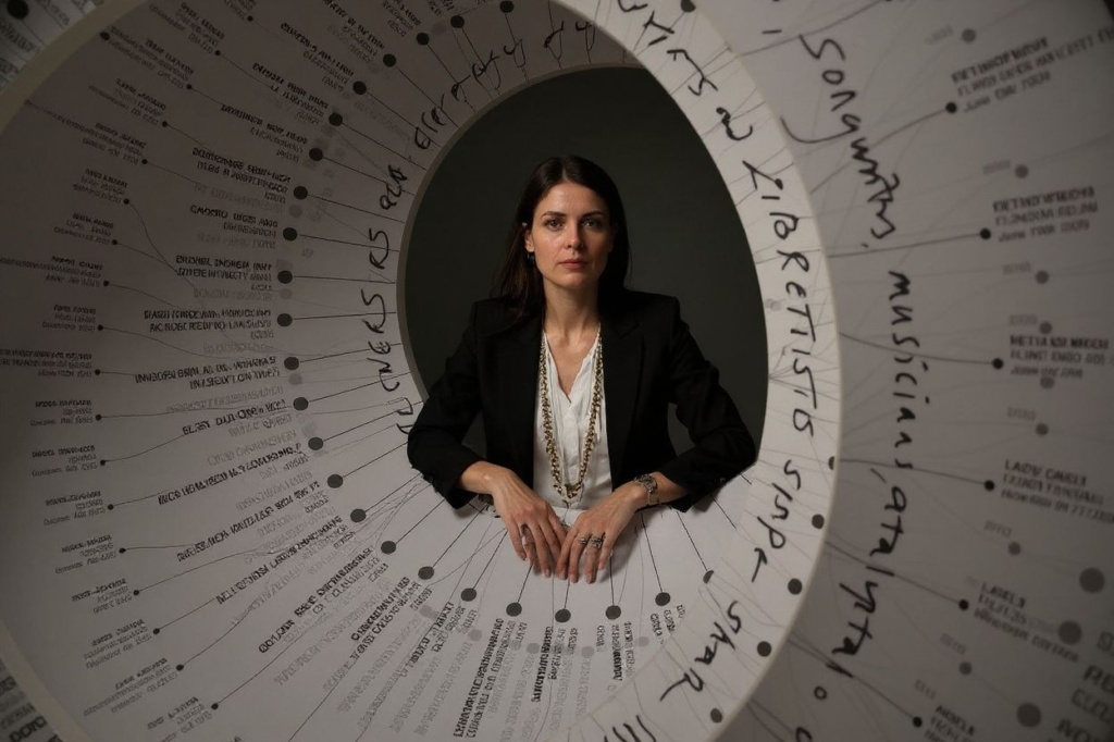 NEW YORK, NEW YORK – NOVEMBER 17: Artist and stage designer Es Devlin poses for a photo inside ‘Iris’ at Cooper Hewitt, Smithsonian Design Museum on November 17, 2023 in New York City.   Cindy Ord/Getty Images/ (Photo by Cindy Ord / GETTY IMAGES NORTH AMERICA / Getty Images via )