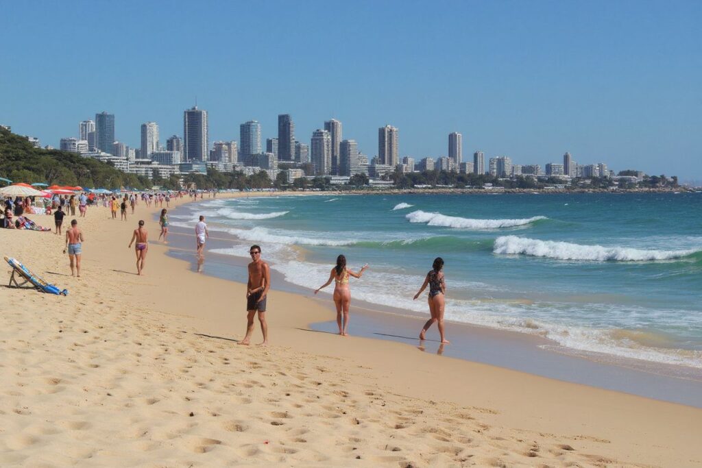 Beachgoers enjoy a sunny day on Bondi beach in Sydney — one of the many great tourist attractions the country has to offer. Source: Mohammad Farooq/