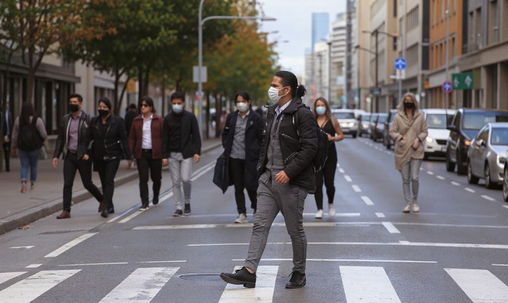 People cross a street in Melbourne on October 11, 2021, during a lockdown against Covid-19 coronavirus as Sydney ended a 106-day lockdown. (Photo by William WEST / )