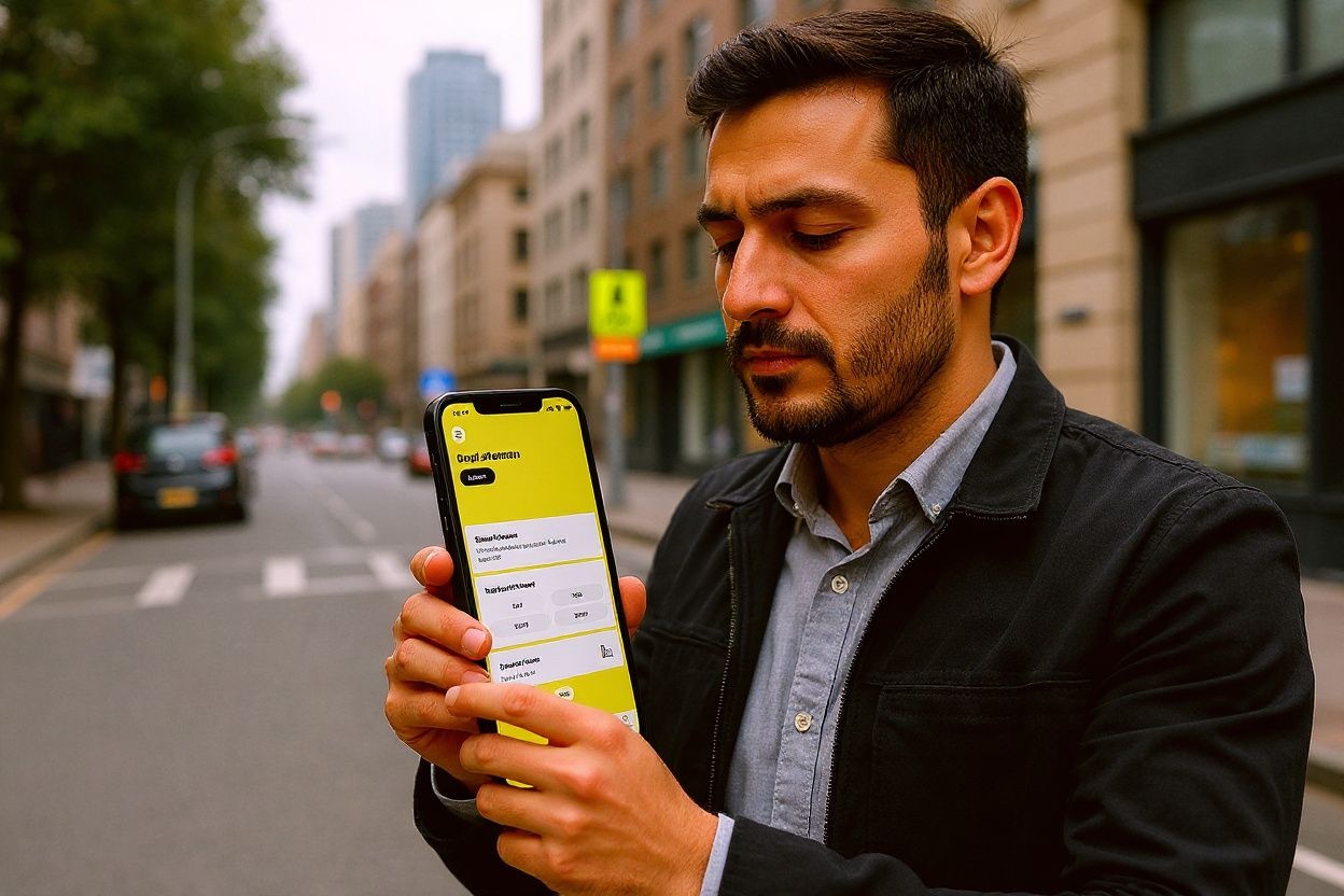 This photo illustration shows a man trying to log into his bank account through a mobile app in Sydney on 17 June 2021, as country’s major banks reported online outages affecting their websites and apps. (Photo by Saeed KHAN / )