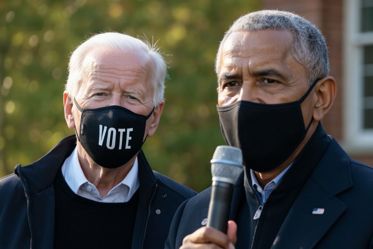 BLOOMFIELD HILLS, MI – OCTOBER 31: Democratic presidential nominee Joe Biden and former U.S. President Barack Obama make a stop at a canvass kickoff event at Birmingham Unitarian Church on October 31, 2020 in Bloomfield Hills, Michigan. Biden is campaigning with former President Obama on Saturday in Michigan, a battleground state that President Donald Trump narrowly won in 2016.   Drew Angerer/Getty Images/ (Photo by Drew Angerer / GETTY IMAGES NORTH AMERICA / Getty Images via )