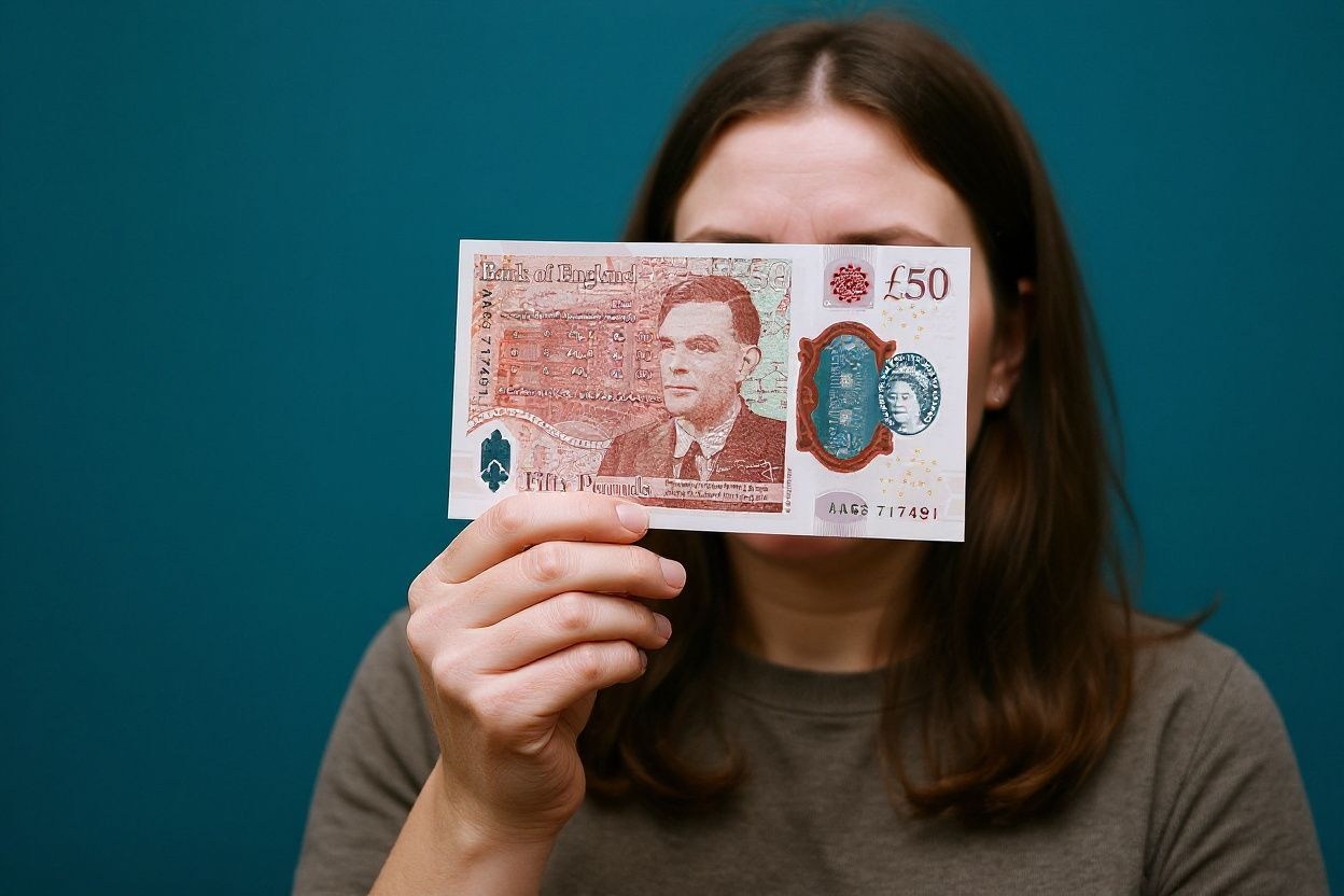 The new 50-pound banknote has the face of World War II codebreaker Alan Turing. Source: