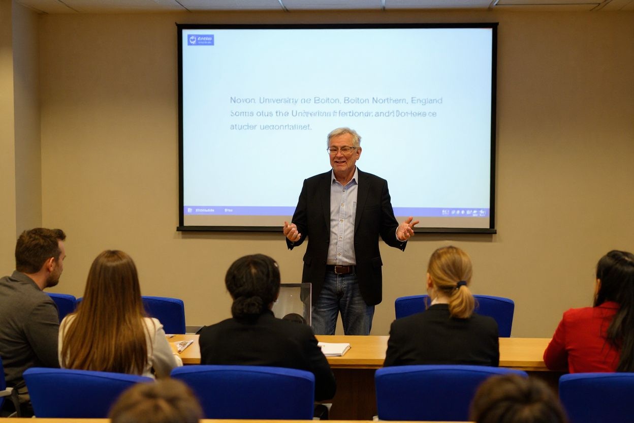 Lecturer Ian Bowden teaches law students  at the University of Bolton, in Bolton, northern England. Source: Oli Scarff /