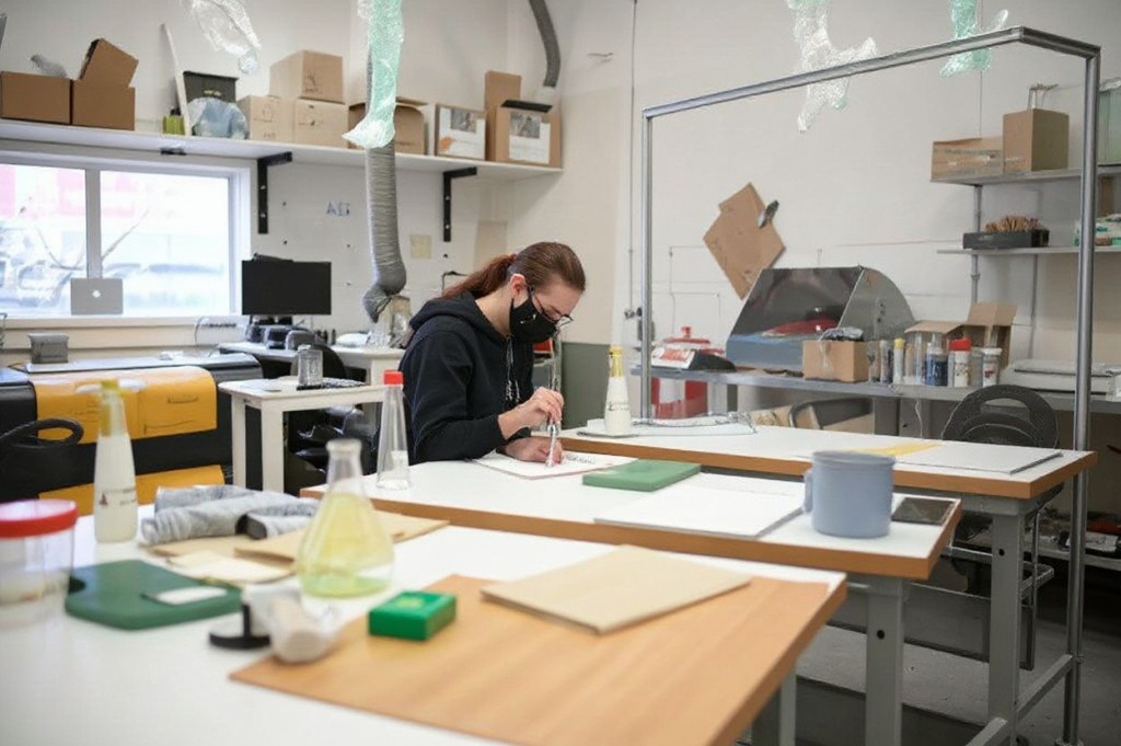A science student studying in a workshop. Source: