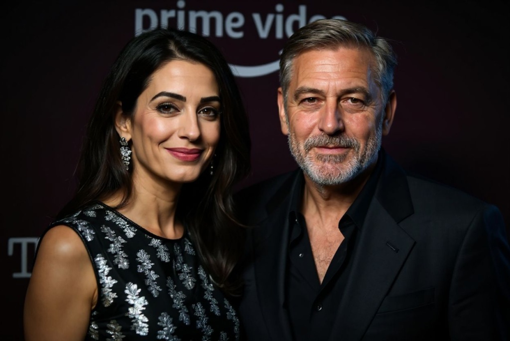 Lebanese-British barrister Amal Clooney (L) and husband US actor George Clooney arrive for “The Tender Bar” premiere at the Directors Guild of America Theatre in Los Angeles, California, on October 3, 2021. (Photo by LISA O’CONNOR / )