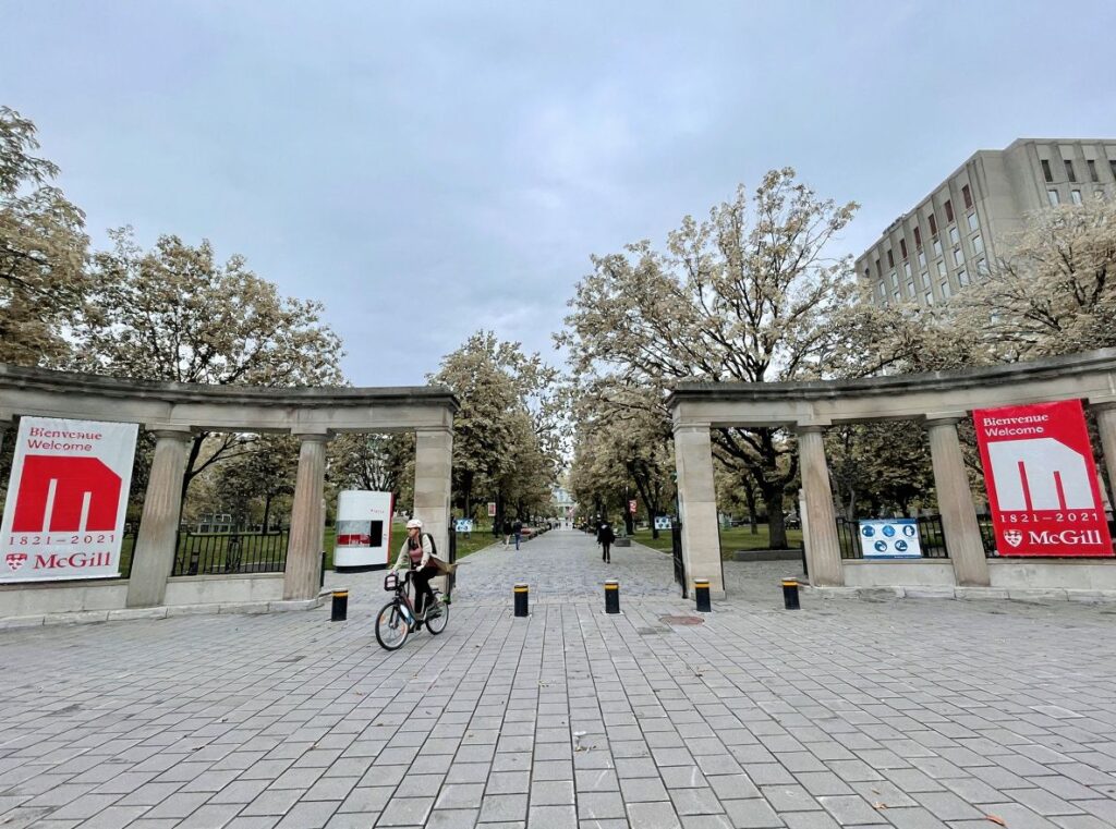 Despite being located in the French-speaking province of Quebec, the primary medium of instruction at McGill University is done in English. Source: Daniel Slim/