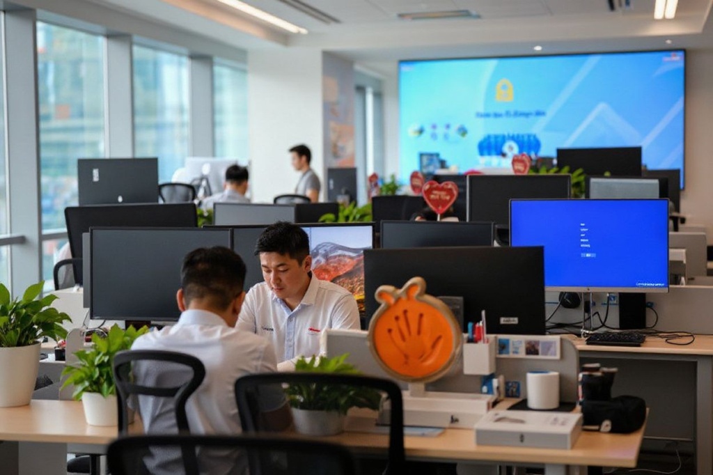 Alipay employees work in the Shanghai office building of Ant Group in Shanghai, on August 28, 2020. (Photo by Hector RETAMAL / )
