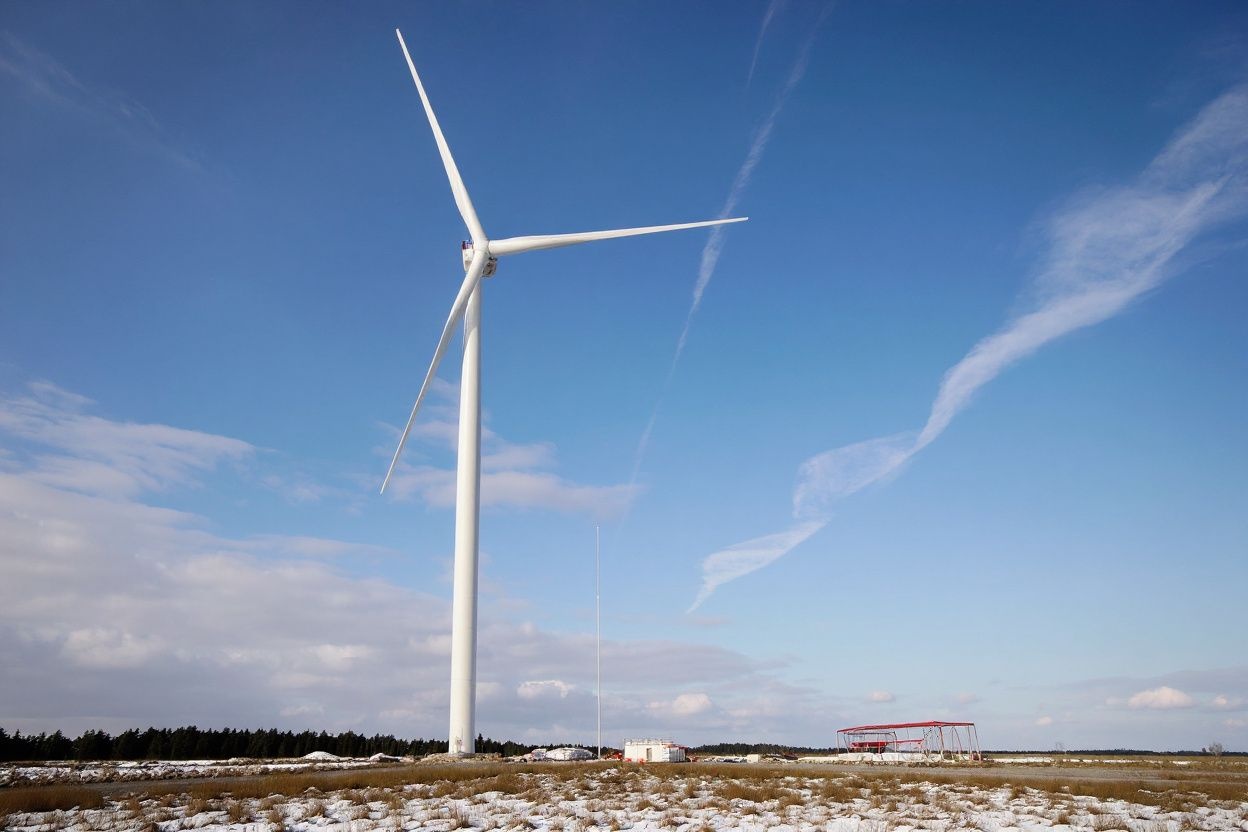 Danish company Vestas first V164-8.0 MW prototype wind turbine at the Danish national test centre for large wind turbines in Osterild. Source: Frank Boutrup/