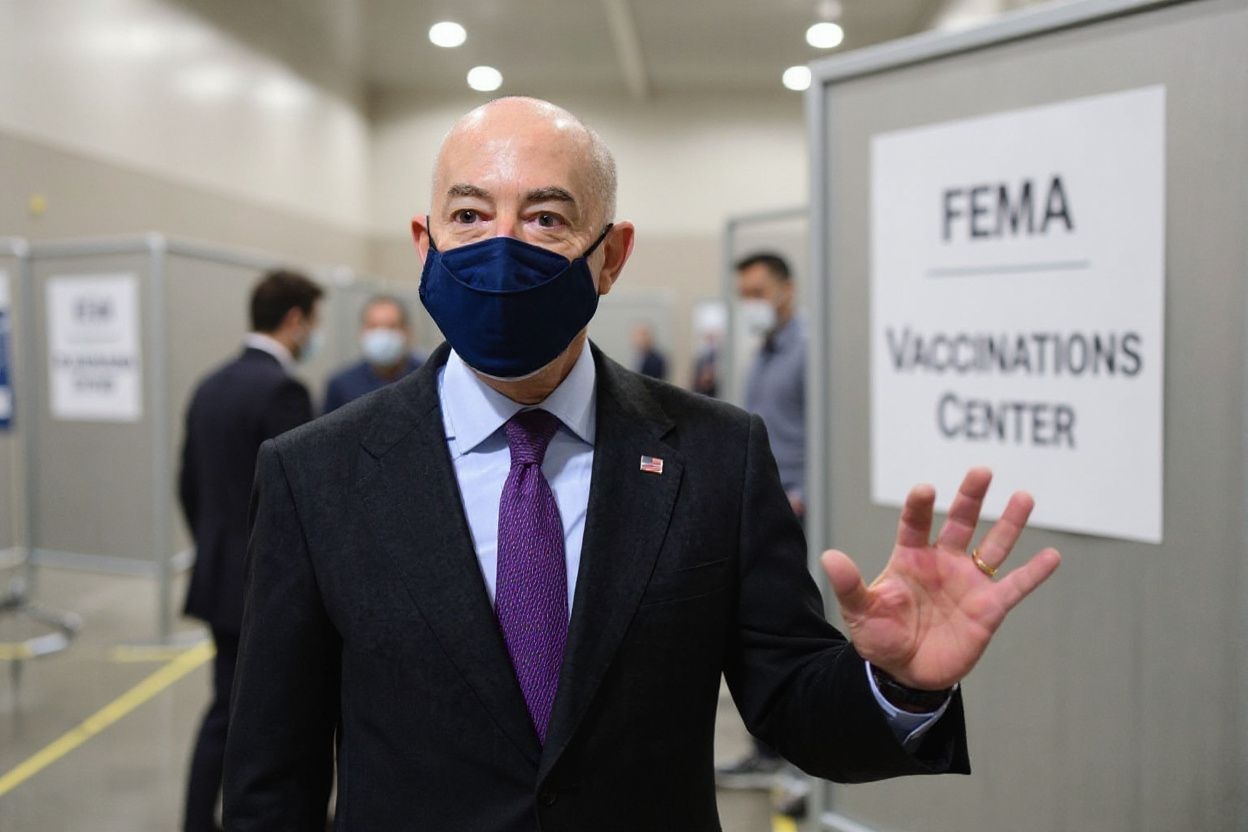 PHILADELPHIA, PA – MARCH 02: U.S. Secretary of Homeland Security Alejandro Mayorkas visits a FEMA community vaccination center on March 2, 2021 in Philadelphia, Pennsylvania. Located at the Pennsylvania Convention Center, the site is being run as a partnership between the city and the federal government. It is part of a nearly  billion plan for FEMA to support more than 400 community vaccination centers across the country. Mark Makela/Getty Images/ (Photo by Mark Makela / GETTY IMAGES NORTH AMERICA / Getty Images via )