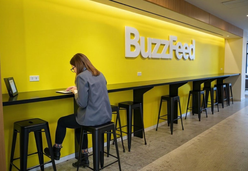 NEW YORK, NY – DECEMBER 11: An employee works on a laptop at BuzzFeed headquarters, December 11, 2018 in New York City. BuzzFeed is an American internet media and news company that was founded in 2006. According to a recent report in The New York Times, the company expects to surpass 300 million dollars in earnings for the 2018 fiscal year.   Drew Angerer/Getty Images/ (Photo by Drew Angerer / GETTY IMAGES NORTH AMERICA / Getty Images via )