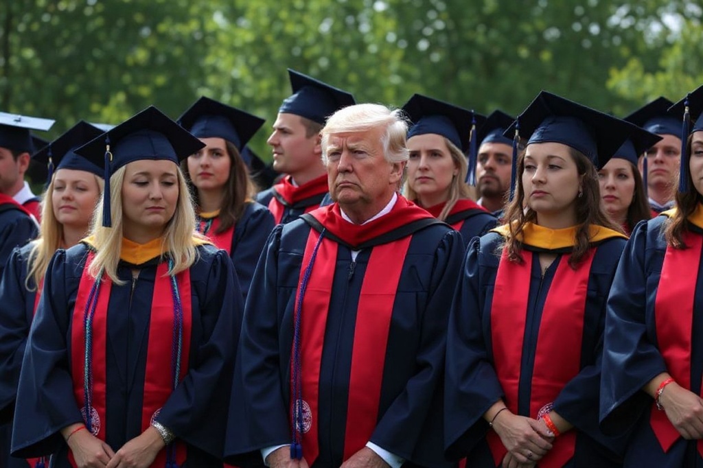 LYNCHBURG, VA – MAY 13: Graduates wait for the beginning of a commencement at Liberty University May 13, 2017 in Lynchburg, Virginia. President Donald Trump is the first sitting president to speak at Liberty’s commencement since George H.W. Bush spoke in 1990.   Alex Wong/Getty Images/ (Photo by ALEX WONG / GETTY IMAGES NORTH AMERICA / Getty Images via )