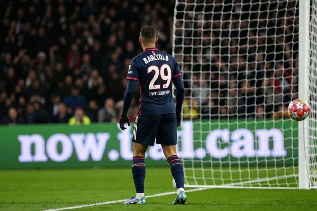 Paris Saint-Germain’s French forward #29 Bradley Barcola celebrates scoring his team’s second goal during the UEFA Champions League round of 16 first leg football match between Paris Saint-Germain (PSG) and Real Sociedad at the Parc des Princes Stadium in Paris, on February 14, 2024. (Photo by MIGUEL MEDINA / )
