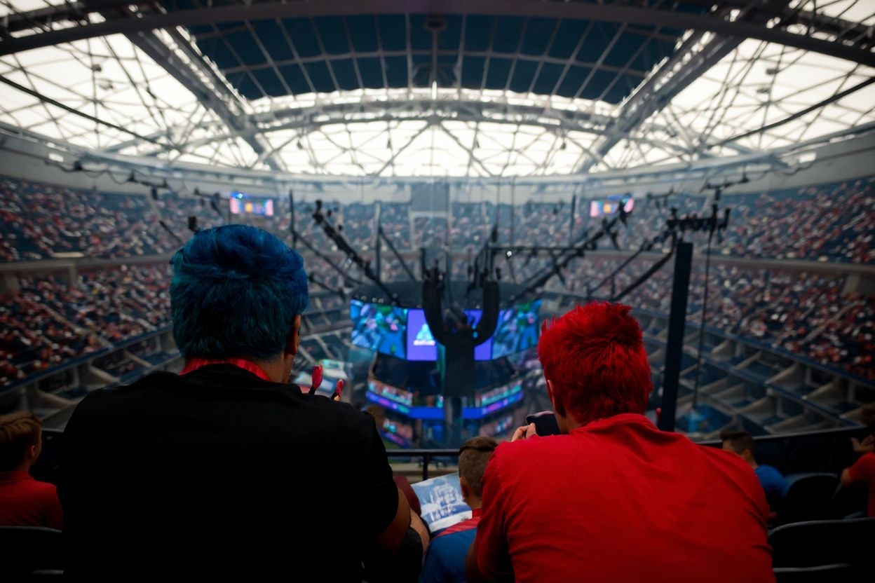 Fans attend the 2019 Fortnite World Cup Finals (Photo by Johannes EISELE / )