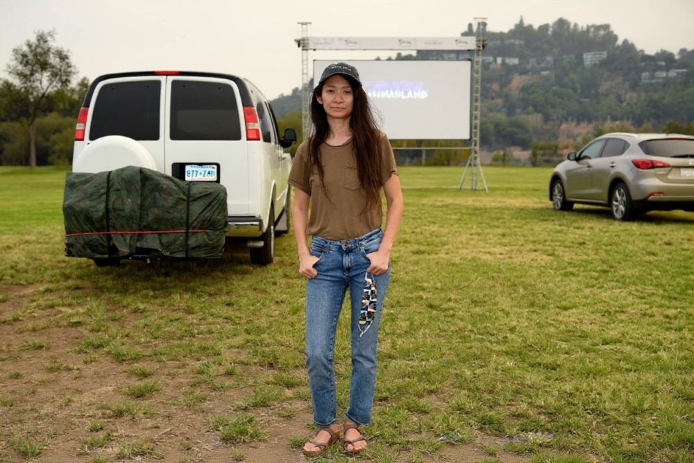 Chloé Zhao attends the Drive-In Premiere of “Nomadland” in Pasadena, California.   Source: Amy Sussman/Getty Images/