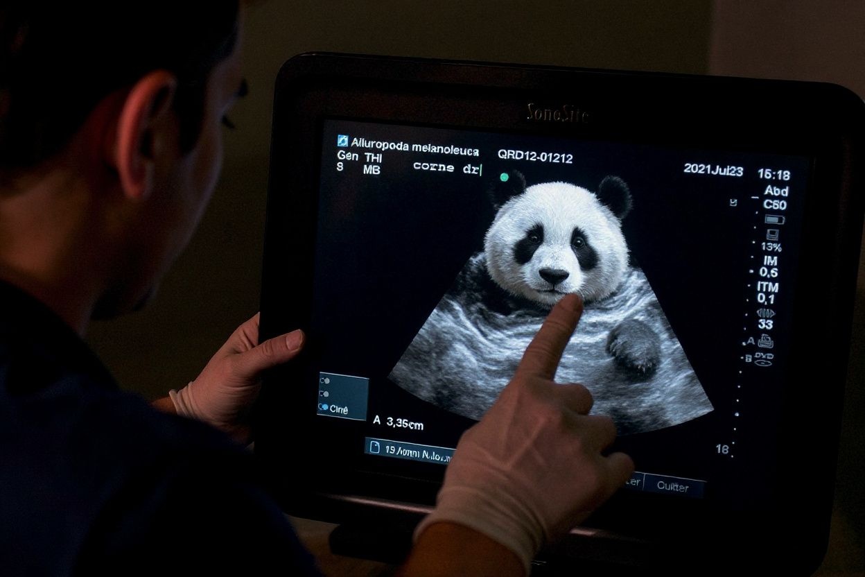 Fun fact, there are also animal sonographers too – this is an ultrasound of a panda., shot on Canon EOS R5, 24-70mm f/2.8 lens, RAW photograph, unedited, candid moment, natural lighting, photojournalistic style | NEGATIVE: AI generated, artificial, computer generated, digital art, 3d render