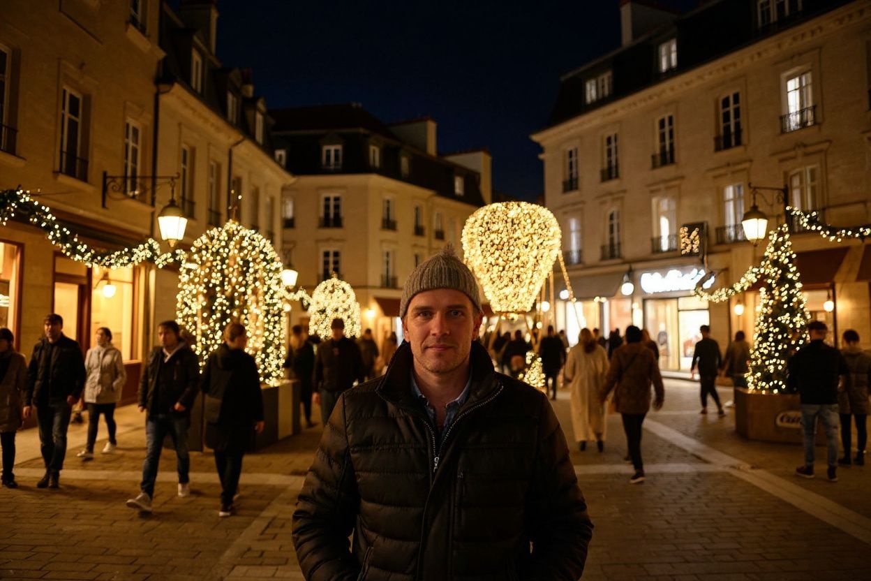People walk in village Royal place displays with Christmas decorations, in Paris, on December 15, 2023. (Photo by JULIEN DE ROSA / )