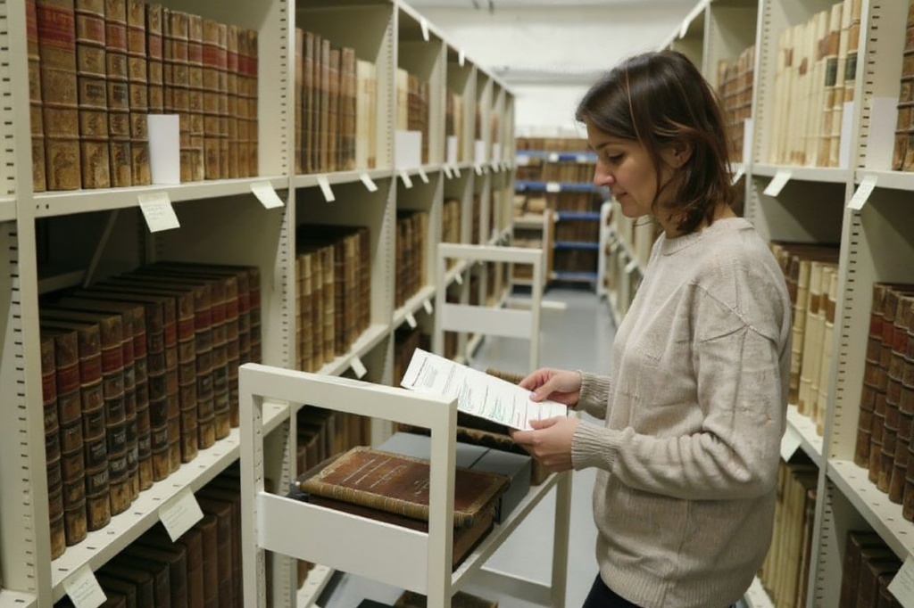 Ajaccio municipal Fesch library Patrimoine conservation assistant Paula Milleli looks for books asked by Sorbonne University inside the store of the Fesch library in Ajaccio on the French Mediterranean island of Corsica, on February 23, 2023. The Sorbonne University in Paris signed a partnership agreement for 3 years with the city of Ajaccio on February 22, 2023 to study the possible “nuggets” of the ancient collection of the Fesch library created in 1801. (Photo by Pascal POCHARD-CASABIANCA / )