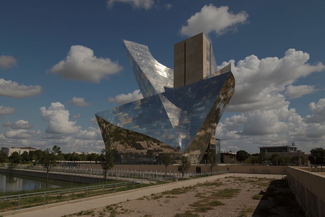 A picture taken on June 24, 2021 in Arles, southern France shows a view of the twisting tower clad in reflective aluminum tiles housing the Luma Foundation, designed by Canadian-American architect Frank Gehry. The Luma Foundation is located at the Parc des Ateliers, a former SNCF railway workshop turned into an “open campus for creative production, display, study and preservation”. (Photo by Pascal GUYOT / ) / RESTRICTED TO EDITORIAL USE – MANDATORY MENTION OF THE ARTIST UPON PUBLICATION – TO ILLUSTRATE THE EVENT AS SPECIFIED IN THE CAPTION