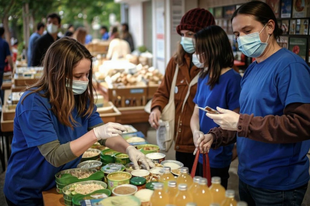 You can check out food drives and free meal initiatives on campus if you have difficulty accessing food. Source: Stephane de Sakutin/