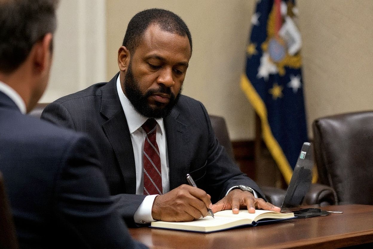 ATLANTA, GEORGIA – FEBRUARY 26: Special prosecutor Nathan Wade writes in a notebook in the courtroom before a meeting with Judge Scott McAfee in the Fulton County Courthouse, on February 26, 2024 in Atlanta, Georgia. Judge Scott McAfee is hearing testimony as to whether DA Fani Willis and Special Prosecutor Nathan Wade should be disqualified from the case for allegedly lying about a personal relationship.   Mike Stewart- Pool/Getty Images/ (Photo by POOL / GETTY IMAGES NORTH AMERICA / Getty Images via )