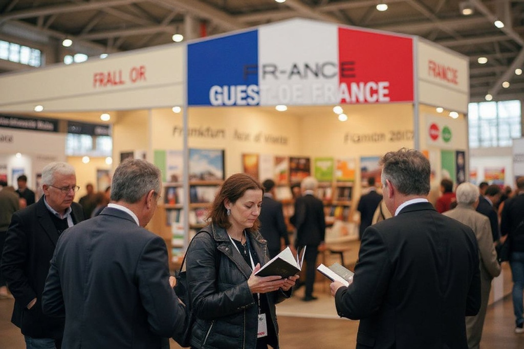 Visitors read books at the pavillon of guest of honor France at the Frankfurt Book Fair 2017 in Frankfurt am Main, western Germany, on October 11, 2017. – Guest nation France will lead by example by bringing over 180 writers to Germany, including some of the world’s best-known French-language authors. The Frankfurt book fair is the world’s largest publishing event, bringing together over 7,000 exhibitors from more than 100 countries. (Photo by Amelie QUERFURTH / )