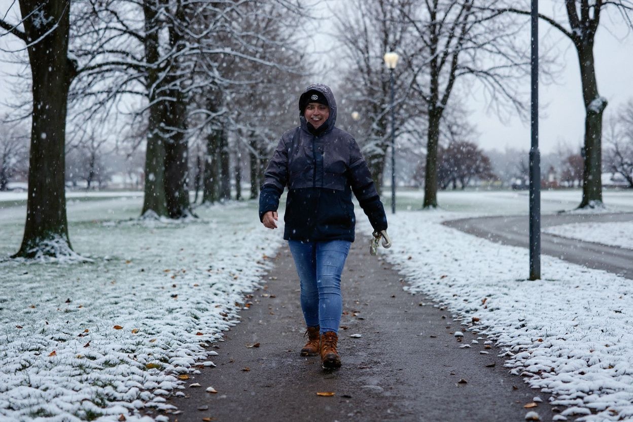 Starting your day earlier in the winter helps you catch more daylight, boosting your mood and energy. Sneak in a morning walk while you’re at it., shot on Nikon D850, 35mm f/1.8 lens, RAW photograph, unedited, candid moment, natural lighting, photojournalistic style | NEGATIVE: AI generated, artificial, computer generated, digital art, 3d render