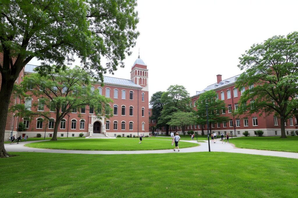 CAMBRIDGE, MASSACHUSETTS – JULY 08: A view of Harvard Yard on the campus of Harvard University on July 08, 2020 in Cambridge, Massachusetts. Harvard and Massachusetts Institute of Technology have sued the Trump administration for its decision to strip international college students of their visas if all of their courses are held online.   Maddie Meyer/Getty Images/ (Photo by Maddie Meyer / GETTY IMAGES NORTH AMERICA / Getty Images via )