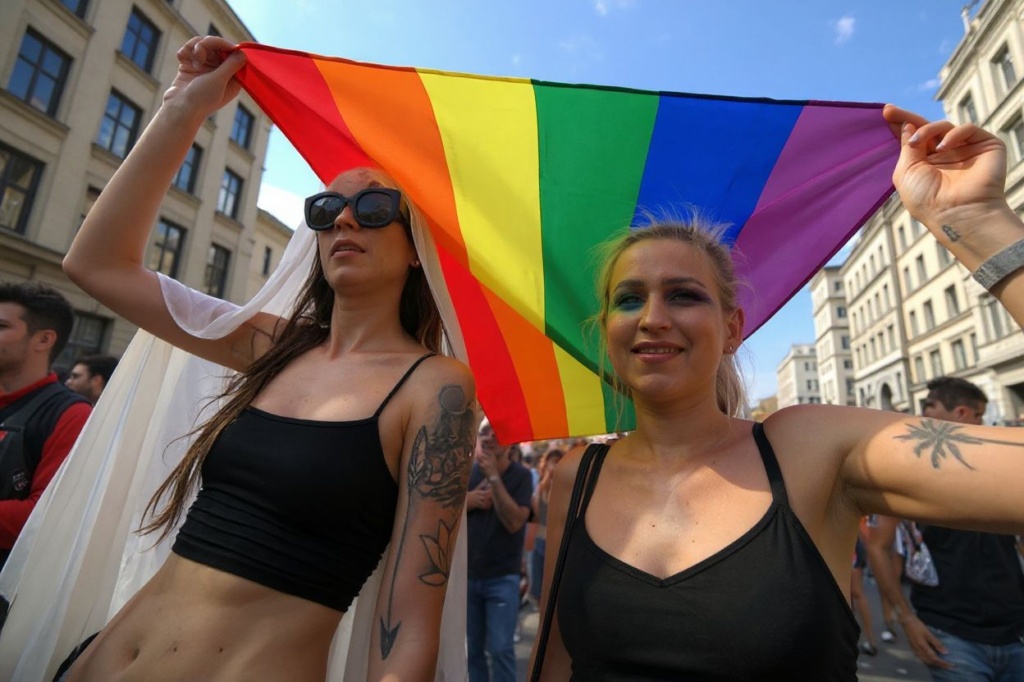 People take part in the LGBTIQA+ Pride Parade in Budapest on July 23, 2022, in memory of the Stonewall Riots, the first big uprising of homosexuals against police assaults in New York City on June 27, 1969. (Photo by Ferenc ISZA / )