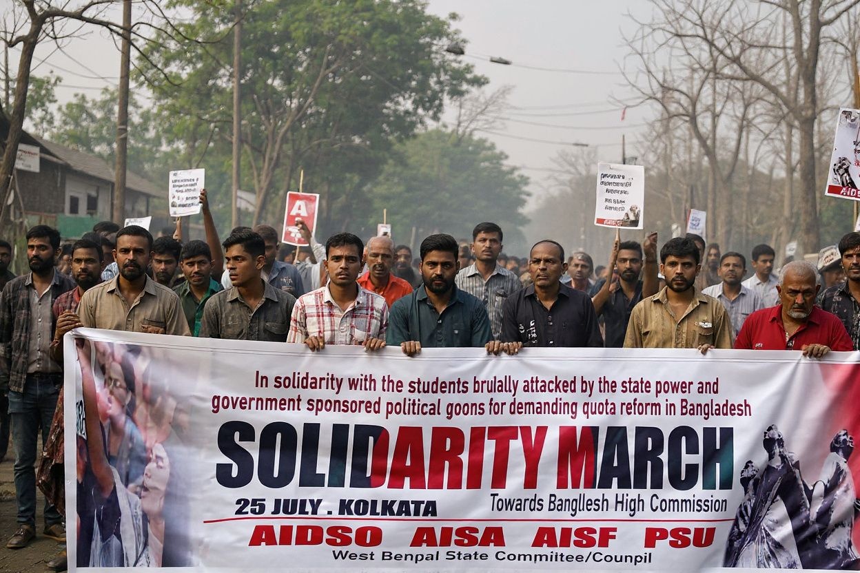 Bangladesh is going through destruction and days of deadly unrest., shot on Nikon D850, 35mm f/1.8 lens, RAW photograph, unedited, candid moment, natural lighting, photojournalistic style | NEGATIVE: AI generated, artificial, computer generated, digital art, 3d render