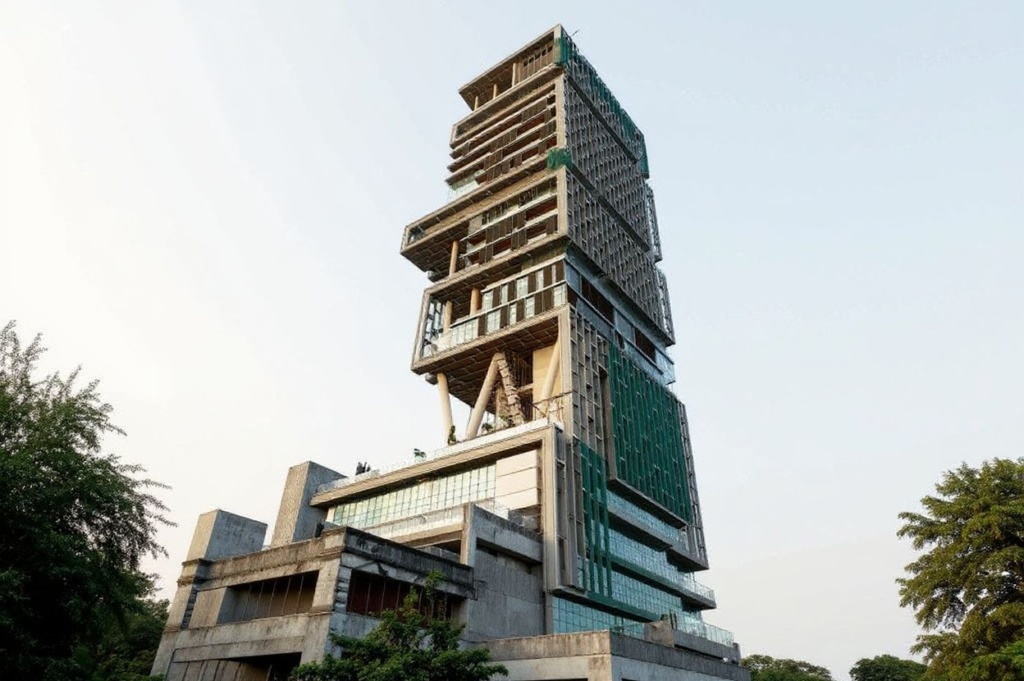 Mukesh Ambani and his family live in a 27-storey private residence called Antilia. Source: Indranil Mukherjee/