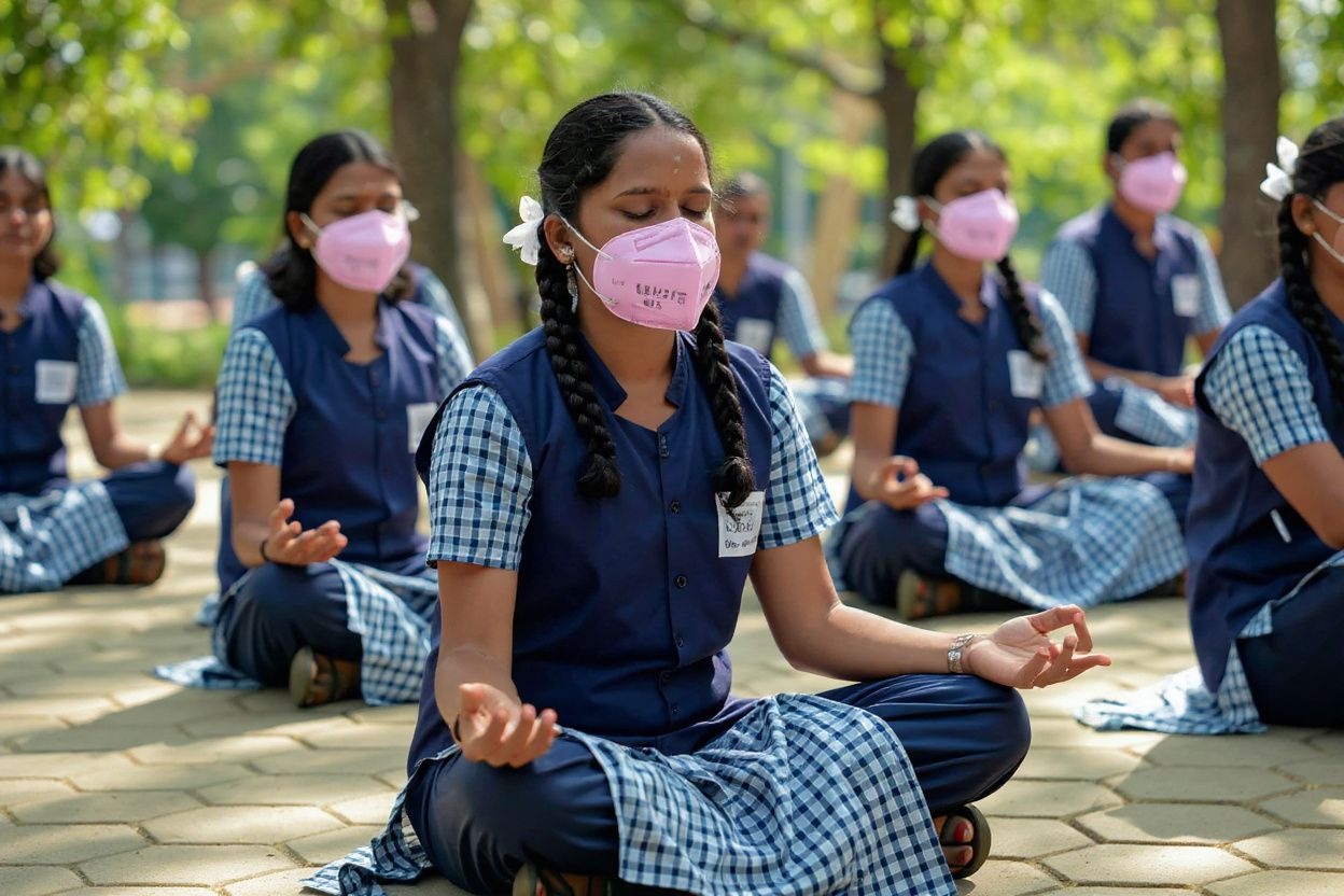 Meditation can help a students racing mind to focus on the present. Source: