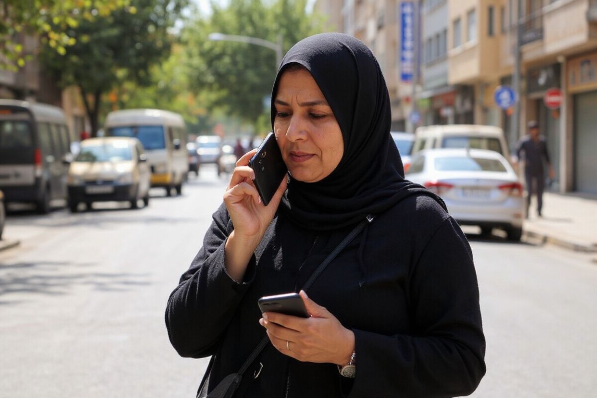 A woman speaks on a cell phone along a street in Tehran on September 4, 2023. – Iranian authorities have blocked popular social media networks, including Instagram and WhatsApp since mass protests erupted following the September 2022 death in police custody of 22-year-old Iranian Kurd Mahsa Amini. The restrictions come as millions of Iranians struggle to make ends meet, grappling with in an economic crisis marked by crippling Western sanctions, a galloping inflation, and sharp decline of the local currency. (Photo by ATTA KENARE / )