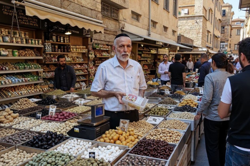 This is what awaits you in a typical market in Jerusalem. Source: Ronaldp Schemidt/