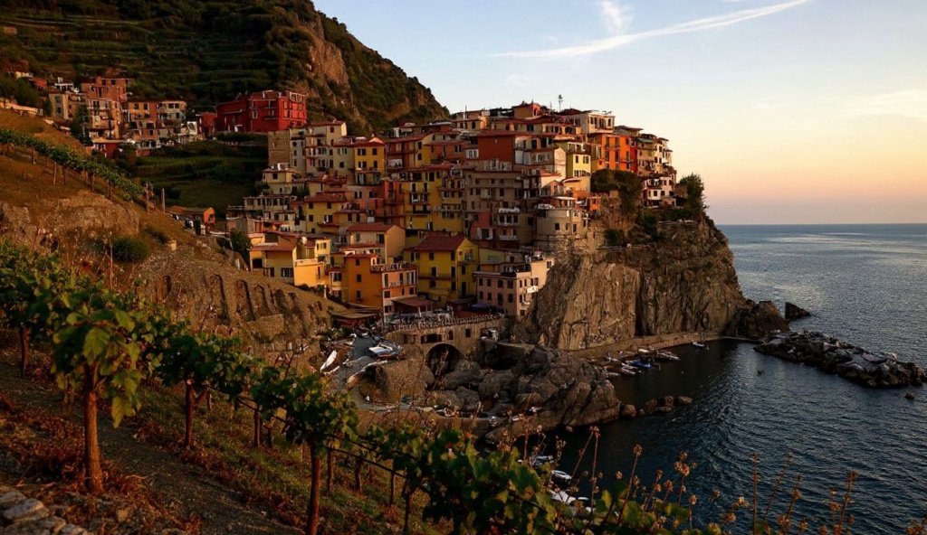 A general view shows the village of Manarola in the “Cinque Terre” area on September 23, 2013. Wine picking is atypical due to the steep land, close to 50 degrees in some areas.  PHOTO / OLIVIER MORIN (Photo by OLIVIER MORIN / )