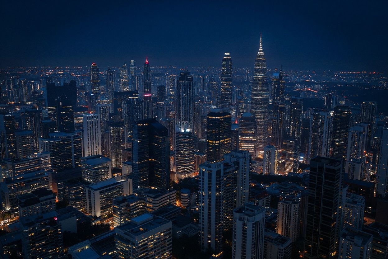 A general night view shows buildings as seen from KL Tower in Kuala Lumpur on October 13, 2020, as the country announced new restrictions around the capital and worst-hit Sabah state that will take effect from the following day as the country fights a new surge of COVID-19 novel coronavirus cases. (Photo by Mohd RASFAN / )