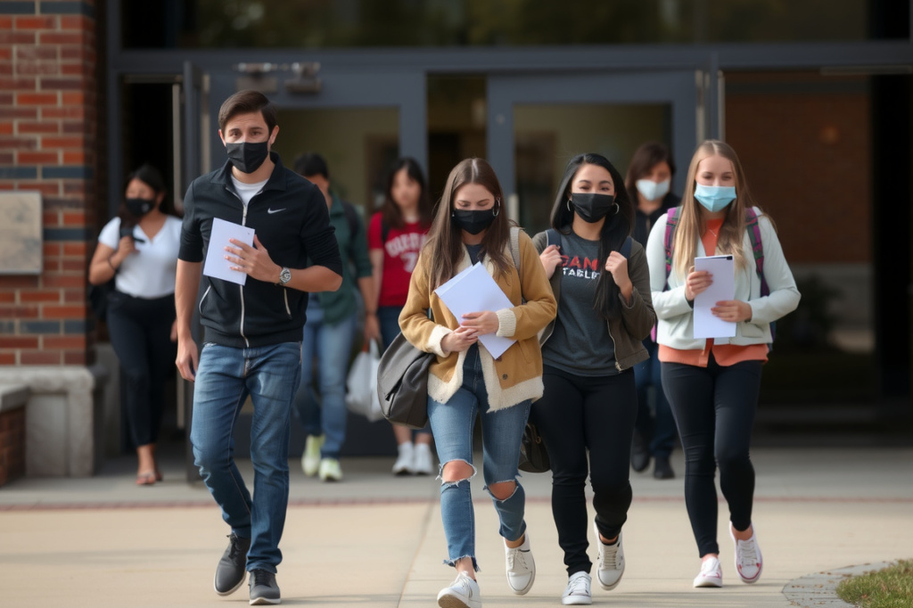 EAST LANSING, MI – FEBRUARY 20: Michigan State University students return to classes for the first time since the February 13 mass shooting there on February 20, 2023 in East Lansing, Michigan. The gunman shot 8 students on the campus of MSU, killing 3 of them. Approximately 50,000 students are enrolled at Michigan State. Bill Pugliano/Getty Images/ (Photo by BILL PUGLIANO / GETTY IMAGES NORTH AMERICA / Getty Images via ), shot on Canon EOS R5, 24-70mm f/2.8 lens, RAW photograph, unedited, candid moment, natural lighting, photojournalistic style | NEGATIVE: AI generated, artificial, computer generated, digital art, 3d render