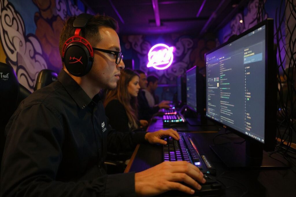 NEW YORK, NEW YORK – SEPTEMBER 19: People play video games at the newly launched OS NYC, a fully equipped gaming lounge on September 19, 2019 in New York City. The lounge, which also serves drinks and food, offers a wide variety of modern and professional gaming equipment designed for either the gaming enthusiast and professional player. Spencer Platt/Getty Images/ (Photo by SPENCER PLATT / GETTY IMAGES NORTH AMERICA / Getty Images via )