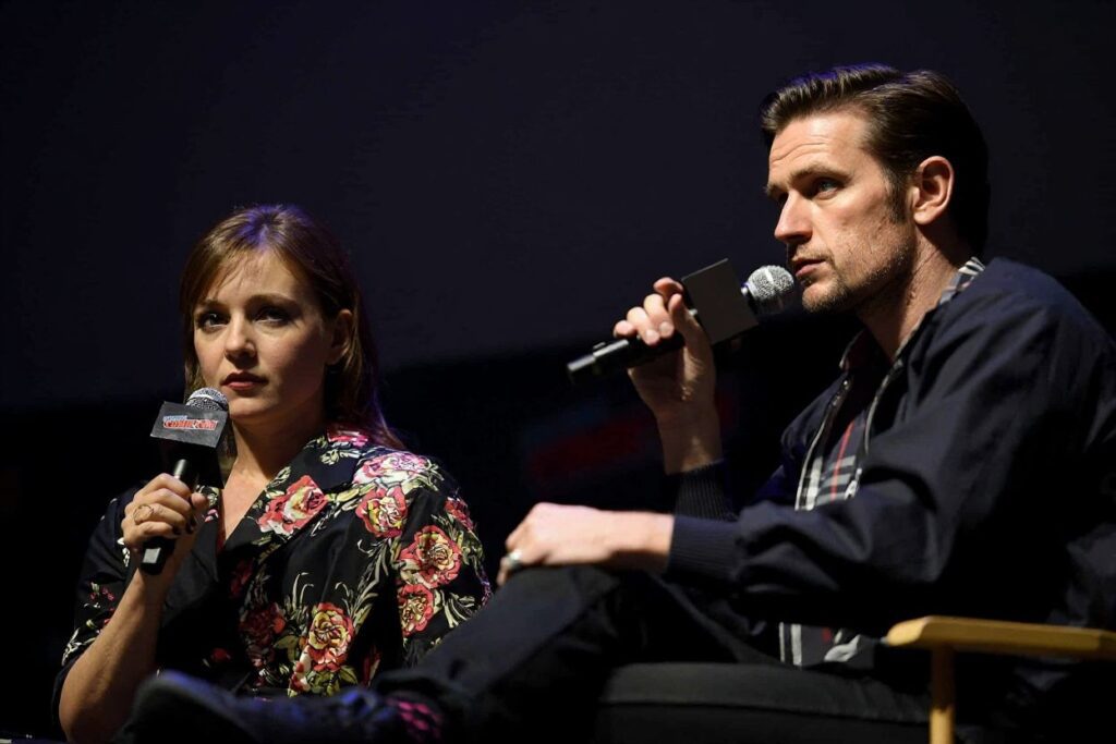 Matt Smith at the New York Comic Con with ‘Doctor Who’ co-star Alex Kingston. Source: Andrew Toth/
